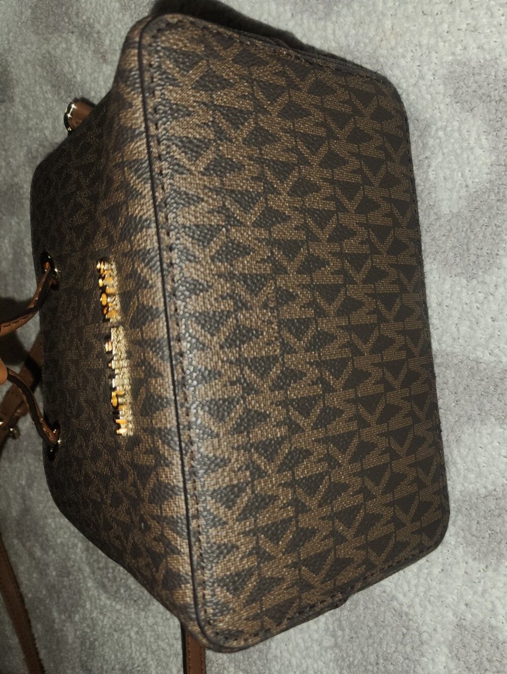 Michael Kors Brown Logo Mini Bucket Bag with Tan Trim - Picture 5 of 5